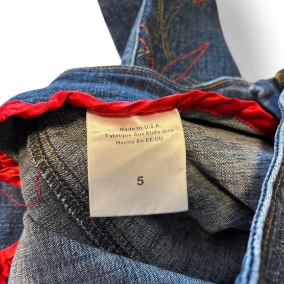 VTG y2k JNCO Flare Jeans Sz 5 Low Rise Star Embroidered Retro Rave Denim USA - Picture 9 of 10